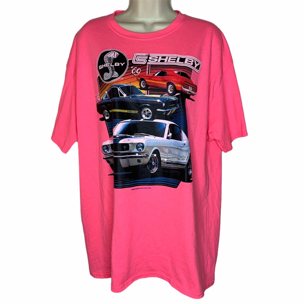 SHELBY Men’s Logo Tee Shirt Cars and Snake Bright Pink